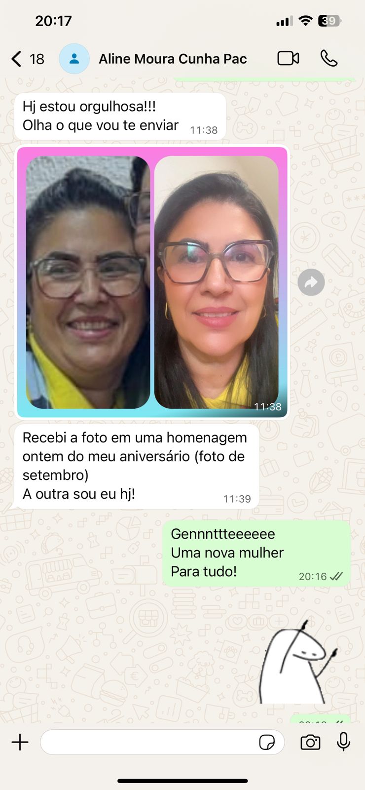 Depoimento no WhatsApp de Paciente Aline M.